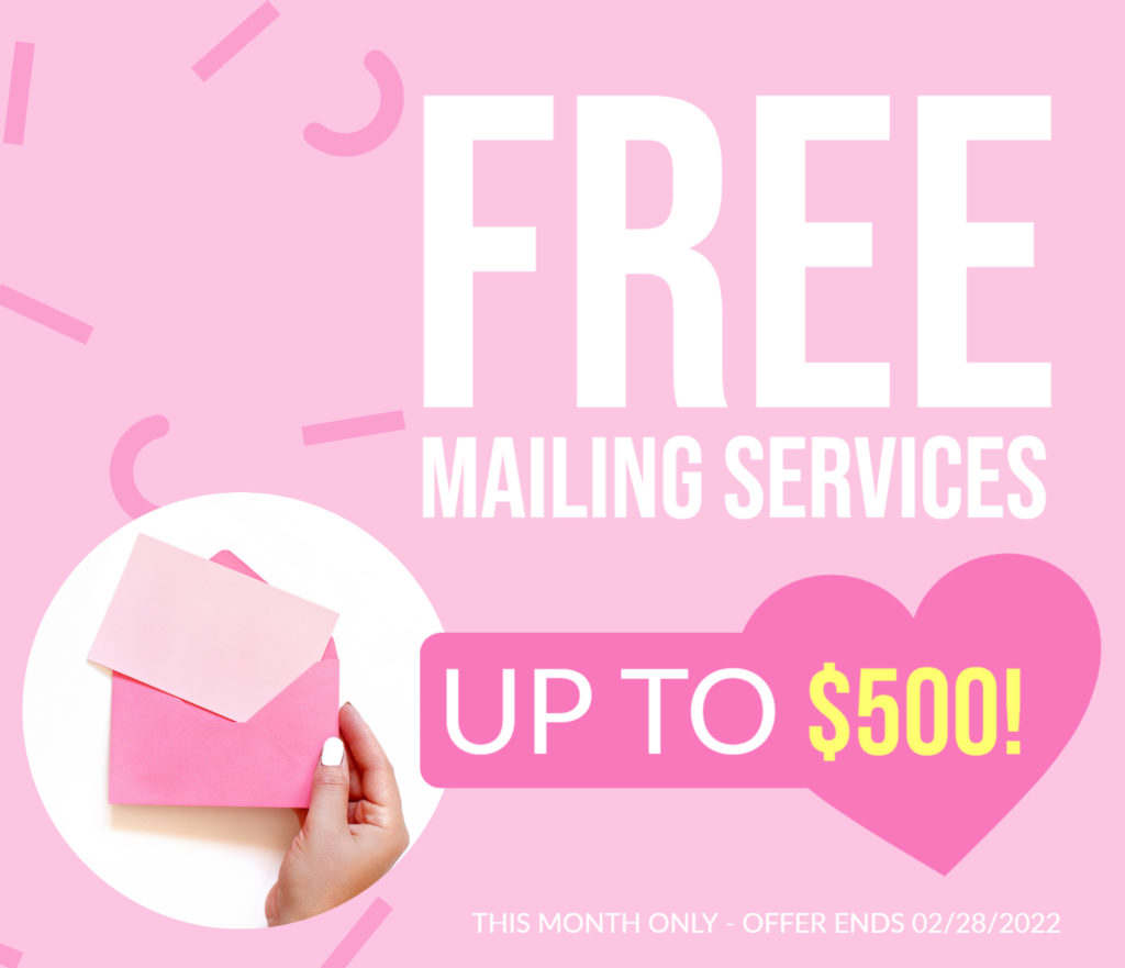 Free Mailing Services Up to $500 - Feb
