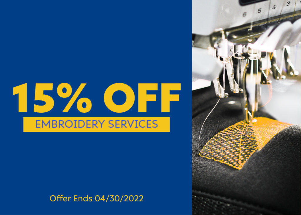 15% OFF Embroidery Services With Print House - April 2022 Promotion | Commercial Business Printing Solutions - Print House - Boston, MA